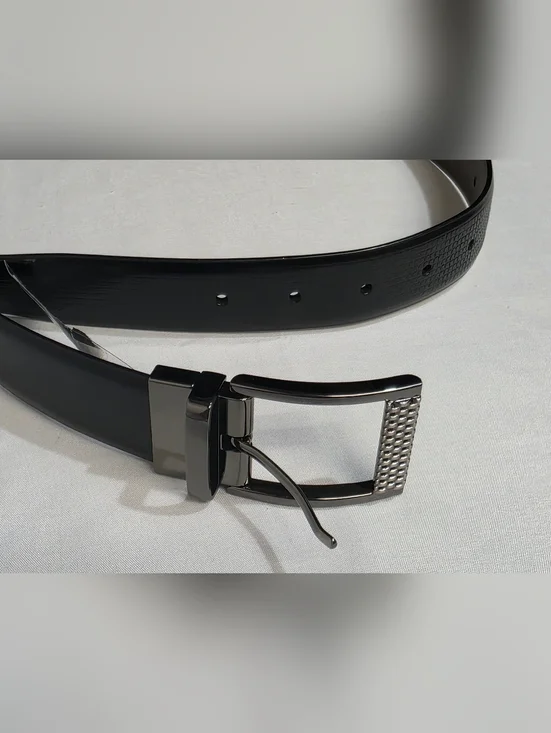 Grand Slam Black Mens Size 42 Textured Leather Belt with Silver Tone - Picture 6 of 7